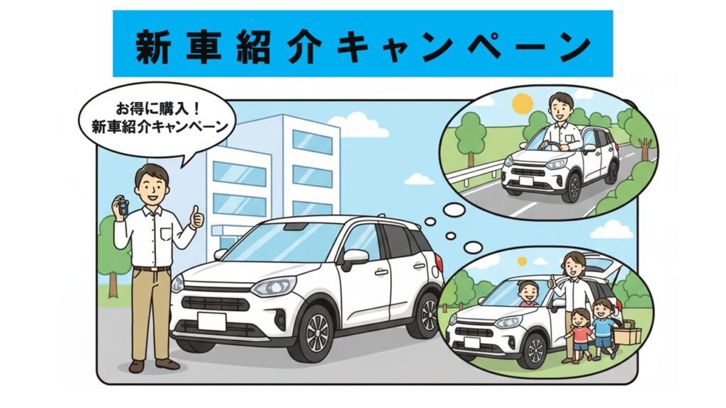 🚗 従業員が「新車紹介キャンペーン」で新しい車を購入しました